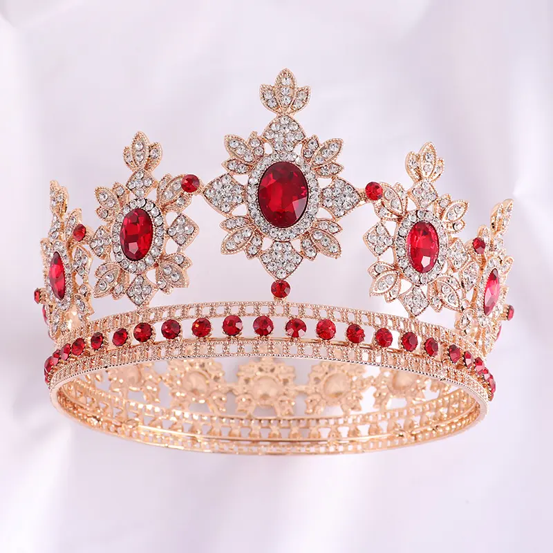 Hiasan Kepala Pernikahan Baru Laris Mahkota Kecantikan Kecantikan Kontes Kecantikan Mewah Pengantin Bulat Kristal Berlian Imitasi Pengantin