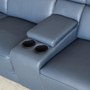 Sofa Recliner Bentuk L Ruang Tamu Elektronik Bersekat Kulit Mewah Modern - Product Image 4