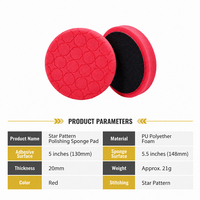 Tampon de polissage DA durable de 5 pouces, en mousse PU à rainures étoilées, haute densité, conception à cellules ouvertes, pour les courbes, les bords et la finition de la peinture automobile