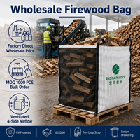 Sac de transport pour bois de chauffage 2000 kg 2 tonnes pour stockage de bûches, sac jumbo ventilé FIBC, sac en vrac traité anti-UV, réutilisable, robuste, saco de lena