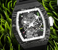 Reloj de Cerámica Blanco RM 055 Edición Watson, Esfera Transparente, Reloj de Pulsera Deportivo de Lujo para Hombre