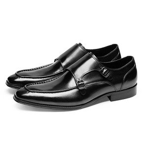 Zapatos italianos Brogue pintados a mano para hombre, mocasines informales con doble hebilla de <span class=keywords><strong>monje</strong></span>, zapatos de negocios de piel de vaca brillante - Product Image 5