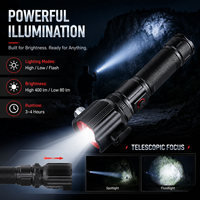 Lampe torche laser rechargeable USB Type-C W5197 en alliage d'aluminium 18650, étanche IP54, 400 lumens, marteau de sécurité, intensité réglable