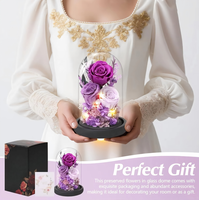 Roses éternelles sous cloche en verre avec LED, alimentées par piles, pour la table – Cadeaux pour la Fête des Mères, pour maman, épouse, petite amie, grand-mère, anniversaire