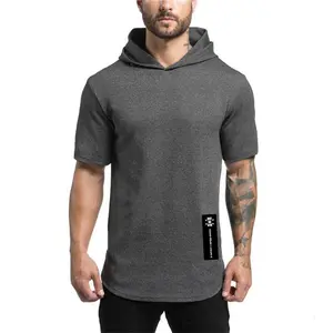 Wholesale Male Sports cotton Tshirt men's Sports Tops Summer Casual Short Sleeve Fitness Gym Hoodie T shirts For men