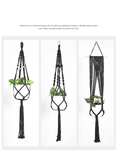 Colgador de plantas DP Boho para decoración del hogar, interior y exterior, con cuentas de madera negras, soporte para macetas, borlas, colgante para jardín. - Product Image 5