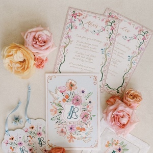 Invitación de Boda con Diseño Floral en Acuarela, Tarjetas de Boda de Lujo con Relieve Personalizado, Sobres, Tarjetas de Agradecimiento y Detalles - Product Image 1