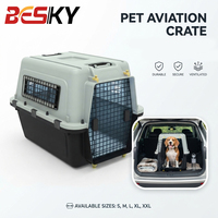 Cage de transport pour animaux de compagnie en plastique durable, homologuée pour le transport aérien, avec porte métallique pour chiens et chats