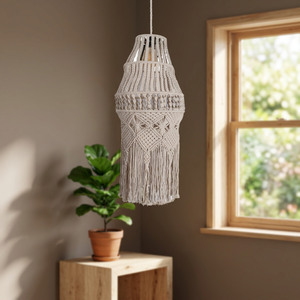 Handmade Bohemian Macrame Lampshade Custom Design Cotton Cord Hanging <b>Light</b> Eco-Friendly Home Decor Baptism Living Room Ceiling - Product Image 3