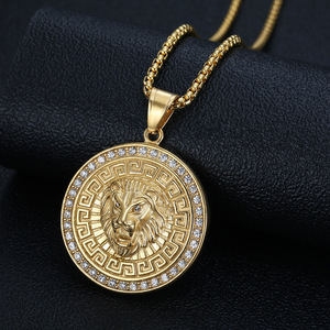 Hip Hop Animal Lion Head Iced Out CZ impermeable Pvd colgante de acero inoxidable joyería de moda collares para hombres y mujeres al por mayor - Product Image 5