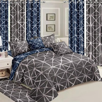 Ensemble de literie de luxe avec broderie et impression, style moderne, drap de lit, couette, housse de couette, rideau