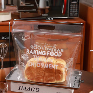 Bolsa <span class=keywords><strong>de</strong></span> plástico desechable para pan al por mayor, bolsa <span class=keywords><strong>de</strong></span> plástico transparente personalizada con cierre automático y cremallera, bolsa <span class=keywords><strong>de</strong></span> plástico con asa para pan y pastel <span class=keywords><strong>de</strong></span> panadería - Product Image 6