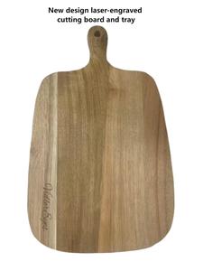 <span class=keywords><strong>Planche</strong></span> à découper en bois gravée au laser, plateau de service à fromage avec poignée, écologique et antibactérien, idéal pour les fêtes - Vente en gros - Product Image 2