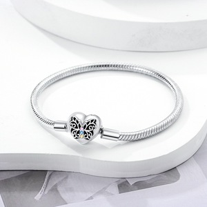 Pulsera DIY de cobre chapado en platino con dijes de cielo estrellado, unicornio, girasol, mariquita, cadena de hueso de serpiente y circonita blanca, 17 cm - Product Image 5