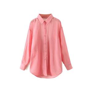 Chemise rose dos nu pour femmes, couleur unie, manches longues, tenue décontractée au quotidien, N7657 - Product Image 1
