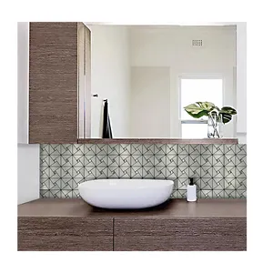 Mosaico bagno autoadesivo piastrella da parete impermeabile nero oro cucina Backsplash Peel And Stick piastrelle Sticker