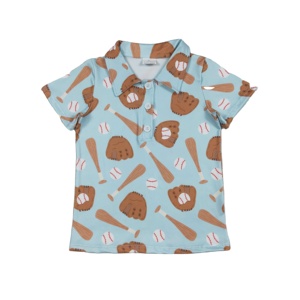 Polo pour garçon enfant à manches courtes avec imprimé camouflage de baseball pour le jour du match RTS, vêtements en gros, polo à manches courtes pour bébé garçon - Product Image 1