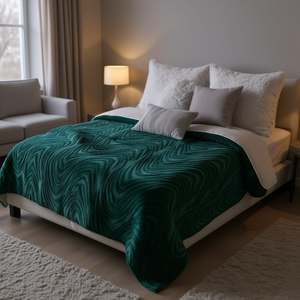 Manta de Felpa Vianney Esmeralda King Size, 2.75 M X 2.3 M, Reversible, Geométrica, para Invierno - Product Image 2