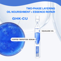 Sérum Biphasique Wishgan au Peptide de Cuivre GHK-Cu, Ampoule Faciale au Peptide de Cuivre Bleu, Huile de Squalane Hydratante et Apaisante pour les Soins de la Peau
