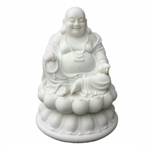 Statua del <span class=keywords><strong>Buddha</strong></span> Ridente in Marmo Bianco Fatta a Mano in Stile Orientale per Uso Interno con Garanzia di 1 Anno - Product Image 3