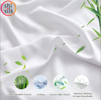 Draps de luxe tissés en tissu 100 % Lyocell de bambou ShiSilk, 300 fils, rafraîchissants, écologiques, motif uni, faits à la main, hypoallergéniques