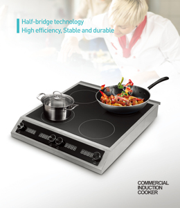 Commercial Induction Cooker Four Flat Burner 3500W*4 Cooktop With <b>Knob</b> Control AM-CD401 High Power Cooking Delivers Intense Heat - Product Image 4