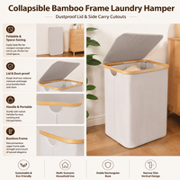 Panier à linge en bambou écologique et durable avec couvercle et poignée, pliable, pour la maison et la chambre