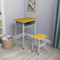 Ensemble bureau et chaise individuels en bois jaune, multi-niveaux et durable, pour l'école, le bureau à domicile et la chambre