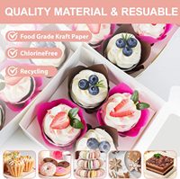 Boîtes à cupcakes avec fenêtre, boîtes blanches pour pâtisseries, desserts, chocolats, fraises, cadeaux, avec autocollants et ficelle