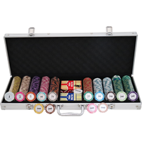 Ensemble de jetons de poker personnalisés de haute qualité OEM/ODM Las Vegas Monte Carlo, 500 jetons en argile vierges avec étui en aluminium