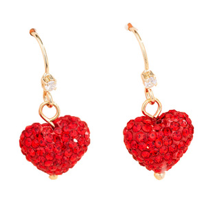 Boucles d'oreilles en forme de cœur en alliage, entièrement serties de diamants, style cadeau, légères, luxe, décoration, design unique, unisexe, clous d'oreille - Product Image 5