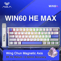 Clavier Aula WIN60 HE 61 touches rétroéclairé RGB 60% filaire à actionnement magnétique réglable, taux de polling 8000 Hz, interrupteurs à effet Hall, Hot-Swap, FPS