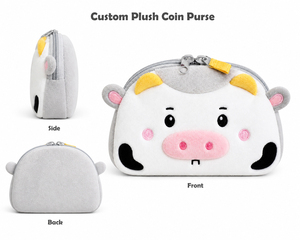 Portamonete in Peluche a Forma <span class=keywords><strong>di</strong></span> <span class=keywords><strong>Mucca</strong></span> Personalizzato OEM ODM, Mini Borsa Portasoldi Carina per Zaino - Product Image 4