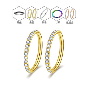 Anneau de nez en acier inoxydable incrusté de diamants, forme circulaire, incrustation de zircon, bijoux de piercing pour le septum, cadeau - Product Image 3