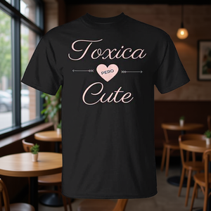 Camiseta negra con diseño de corazón de Toxica Cute PERO, camiseta gráfica moderna a la moda para mujer - Product Image 3