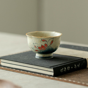Tazza di degustazione in ceramica di loto rosso blu bianco dipinta a mano tazza di Kung Fu di fascia alta Set da tè moderna tazza da tè in ceramica - Product Image 2