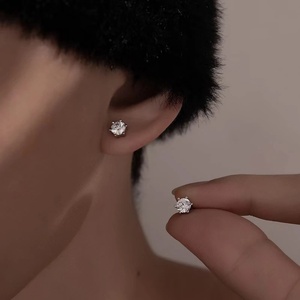 Pendientes de Plata 925 con Moissanita Clásica de 30 Minutos-2 Quilates y 6 Garras, para Hombre y Mujer, Estilo Hip Hop Rock, Regalo de Cumpleaños y Aniversario para Parejas - Product Image 4