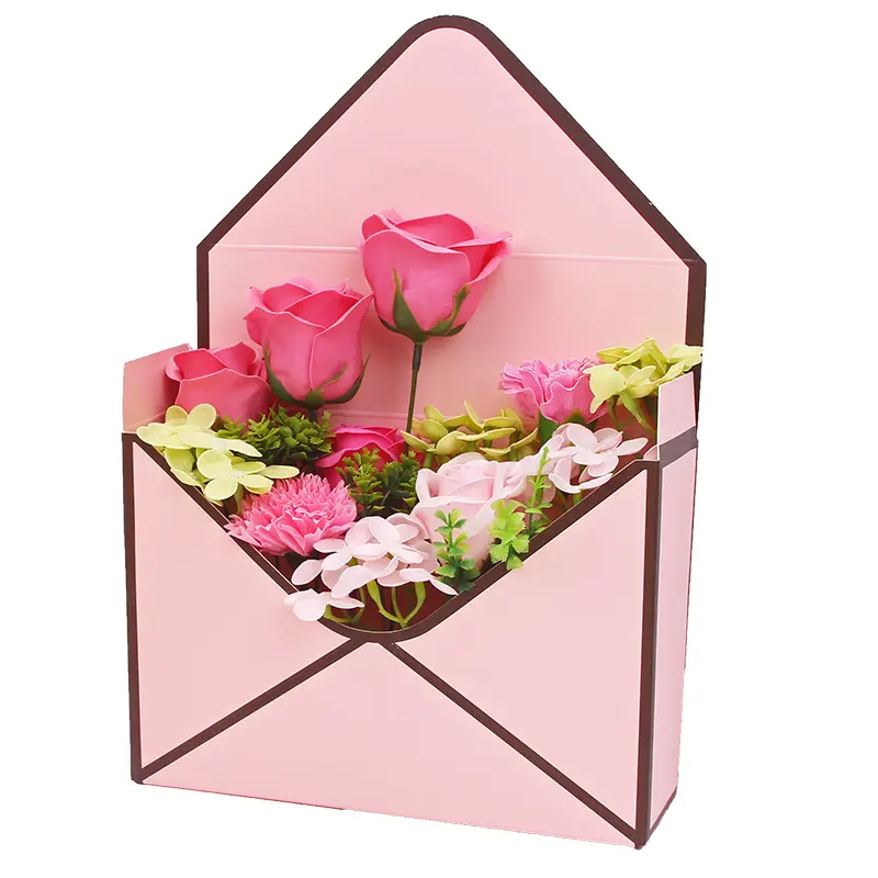 สร้างสรรค์ซองจดหมายกล่องดอกไม้บรรจุภัณฑ์พับซองจดหมายกุหลาบดอกไม้กล่องของขวัญสำหรับช่อดอกไม้