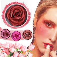 Vente en gros de fard à joues 3D en forme de rose, 4 couleurs, longue tenue, maquillage pour le visage en forme de fleur