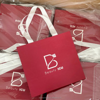 Schmuck Rote Papiertüten mit Eigenem Logo Kleine Kartontüten mit Bandgriff für Ringe Ohrringe Marke Maßgefertigt für Geschenke