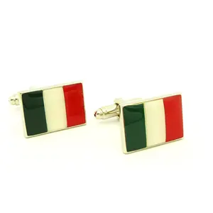 Functional silver Italy flag design swank cufflinks value