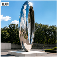 Sculpture d'art métallique moderne en acier inoxydable miroir abstrait BSA pour l'art public des zones commerciales