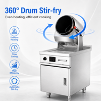 Machine à frire électromagnétique de type armoire commerciale, en acier inoxydable, avec agitateur rotatif automatique, cuisinière wok à rotation 360°, numérique