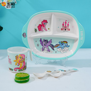 My Little Pony Childrens Melamine Tableware Set Divided Plates Bowls With Spoons For Kids Food Grade Safe Non Toxic - Product Image 4