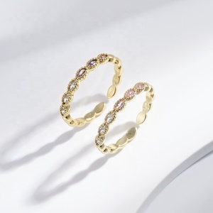 factory price plata 925 sterling silver zircon 24k gold <b>rings</b> minimalist zircon woman fashion <b>dainty</b> stacking cheap finger <b>ring</b> - Product Image 3