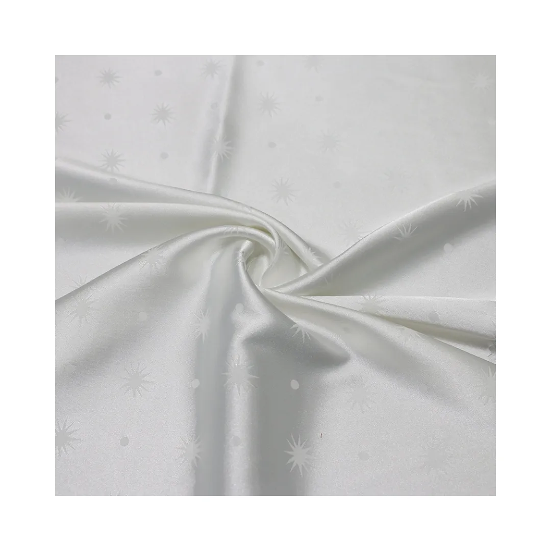 Schönes flaches Sternendesign Satin Jacquard-Gewebe 97% Polyester 3% Elasthan glänzend und strukturiert für Kleidung