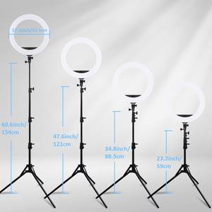 Anneau lumineux LED professionnel de 18 pouces <span class=keywords><strong>avec</strong></span> trépied, intensité réglable 3200K-5600K, éclairage photographique pour maquilleurs et diffusion en direct - Product Image 4
