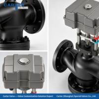 Vanne de régulation électrique proportionnelle intégrale à 2 voies en acier au carbone et fonte ductile, à bride, 0-10V 4-20mA pour eau froide et chaude