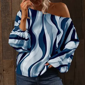 2024 оптовая продажа летняя рубашка с узором пейсли Многоцветный цветочный принт абстрактный Элегантный Топы на одно плечо блузки для женщин