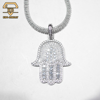 Pendentif Main de Fatma en Argent Sterling 925, style Hip Hop, serti de Moissanite VVS, testé et certifié